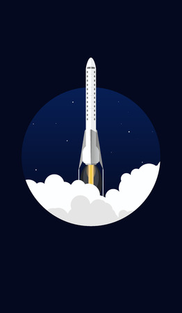 Space rocket concept. Creative idea for your design. Flat style illustrationのイラスト素材