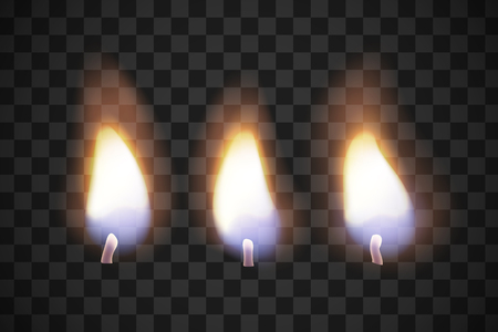 Realistic flame candles with the effect of transparency. Illustrations isolated on transparent background. Creative idea for your designのイラスト素材