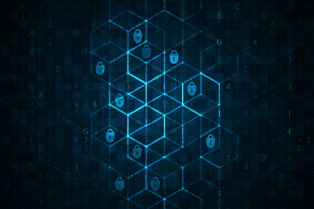 Cyber security illustration. Futuristic network or business analytics. Graphic concept for your designのイラスト素材