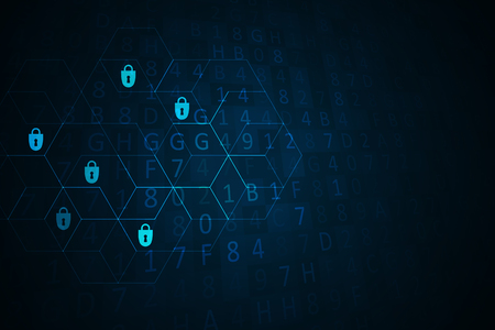 Cyber security illustration. Futuristic network or business analytics. Graphic concept for your designのイラスト素材