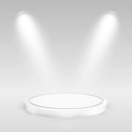 Round podium illuminated by spotlights. Graphic concept for your designの写真素材