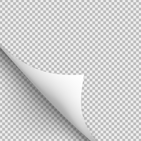 Curled corner of paper with shadow on transparent background. Graphic concept for your designの写真素材
