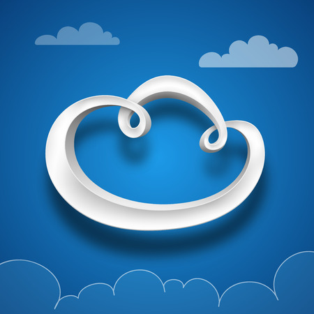 Plastic digital cloud. Illustration on blue background. Graphic concept for your designの写真素材