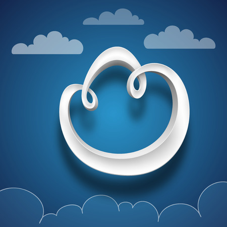 Plastic digital cloud. Illustration on blue background. Graphic concept for your designの写真素材
