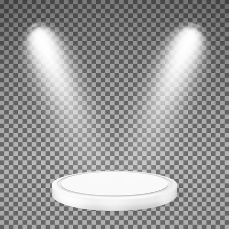 Round podium illuminated by spotlights. Graphic concept for your designの写真素材
