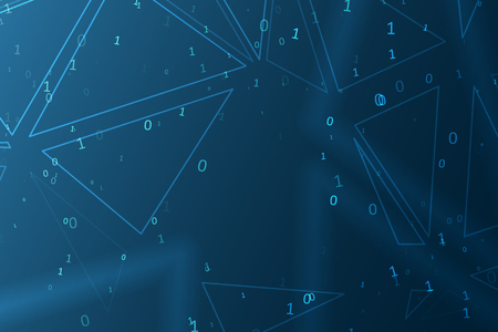 Abstract polygonal space. Background with connecting dots and lines. Binary computer code. Futuristic cyberspace with digital code. Graphic concept for your designのイラスト素材