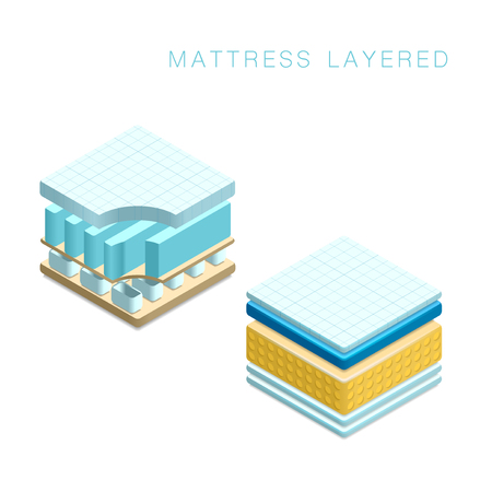 Orthopedic set of different bed mattress. Graphic concept for your designのイラスト素材