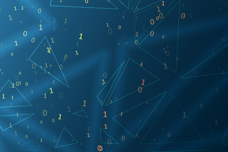 Abstract polygonal space. Background with connecting dots and lines. Binary computer code. Futuristic cyberspace with digital code. Graphic concept for your designのイラスト素材