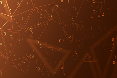 Abstract polygonal space. Background with connecting dots and lines. Binary computer code. Futuristic cyberspace with digital code. Graphic concept for your designのイラスト素材