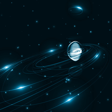 Abstract futuristic space background, dark art illustrationの写真素材