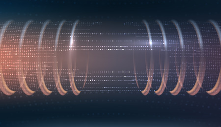 Hardware quantum form. Abstract particles grid virtual reality. The technology concept for your designのイラスト素材
