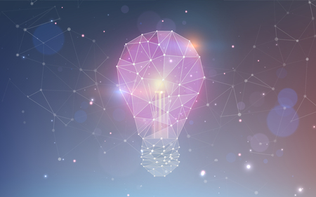 Abstract lamp bulb with connecting dots and lines. Graphic concept for your designのイラスト素材