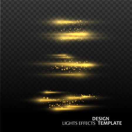 Gold glittering star dust lights. Illustration isolated on transparent background. Graphic concept for your designのイラスト素材