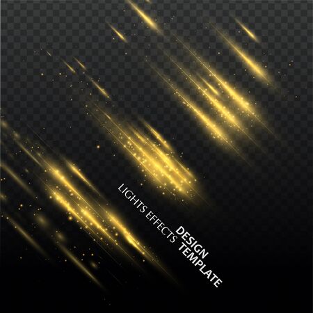 Gold glittering star dust lights. Illustration isolated on transparent background. Graphic concept for your design のイラスト素材