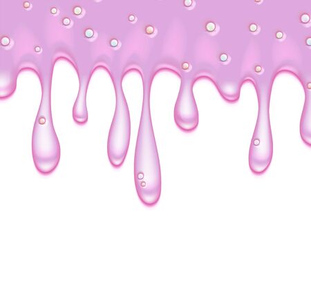 Dripping donut glaze. Pink frosting with colorful sprinkles. Graphic concept for your design のイラスト素材