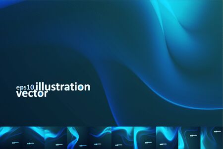 Abstract blue background, futuristic wavy vector illustrationのイラスト素材