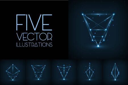 Wireframe polygonal elements, abstract futuristic vector illustrations eps10のイラスト素材