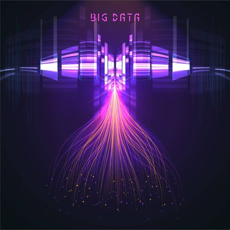 Abstract data transmission visualization. Big data code representation. Futuristic network or business analytics. Graphic concept for your designのイラスト素材