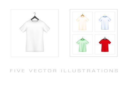 Male T-shirt template on the hanger. Illustration isolated on background. Graphic concept for your design.のイラスト素材