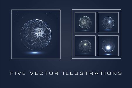 Glittering star dust lights circles. Illustration isolated on blue background. Graphic concept for your designのイラスト素材