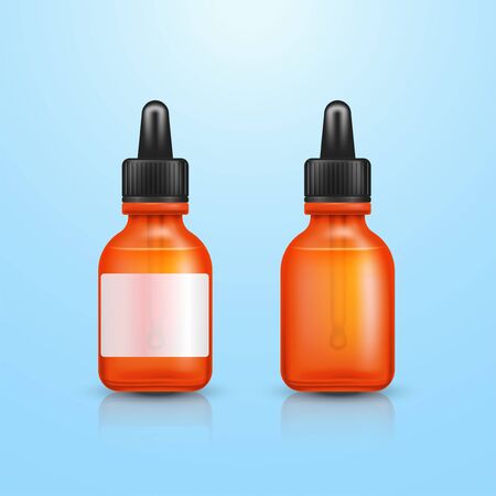 Set of realistic eucalyptus essential oil bottles with pipette. Graphic concept for your designのイラスト素材