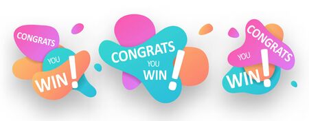 Congratulation Banners and Bubbles. You Win concept for your designのイラスト素材