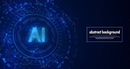 Artificial Intelligence illustration. Abstract polygonal space. Triangles with connecting dots and lines. Data transfer concepts in internet.のイラスト素材