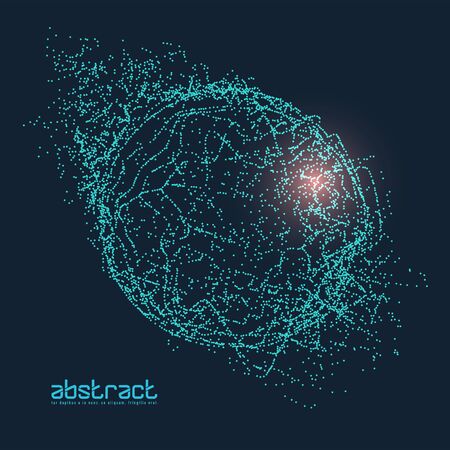 Particles liquid dynamic flow. Glittering dust of lights circle. Graphic concept for your design.のイラスト素材