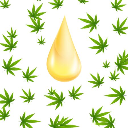 Medical marijuana oil drop. Recreational weed usage on white background. Graphic concept for your designのイラスト素材