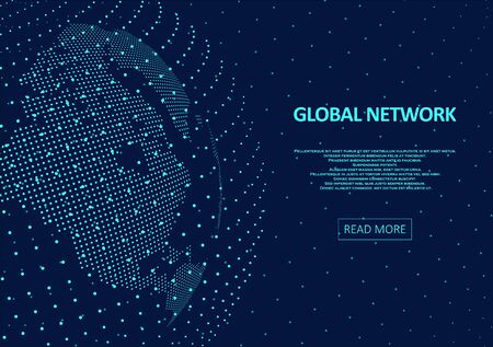 Abstract global technology background. Points composed like world map. Digital innovation concept for your design.のイラスト素材