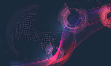 Abstract global technology background. Futuristic data network elements. Digital innovation concept for your design.のイラスト素材