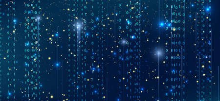 Abstract virtual digital stream. Flowing binary code. Storage cloud structure. Big data transfer...
