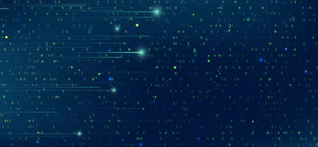 Abstract virtual digital stream. Flowing binary code. Storage cloud structure. Big data transfer...