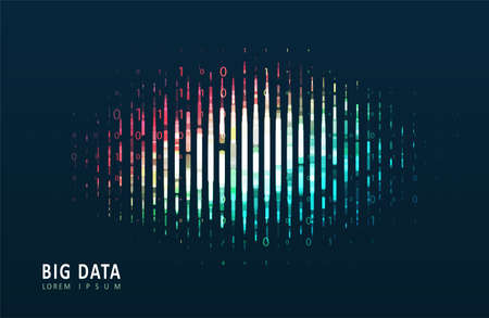 Artificial intelligence and machine learning. Abstract digital code visualization. Big data code...