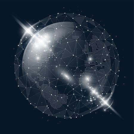 Technology image of globe. Point and curve constructed the sphere. The concept illustrationのイラスト素材