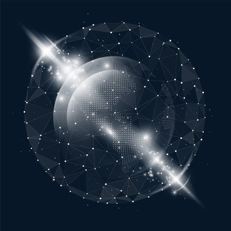Technology image of globe. Point and curve constructed the sphere. The concept illustrationのイラスト素材