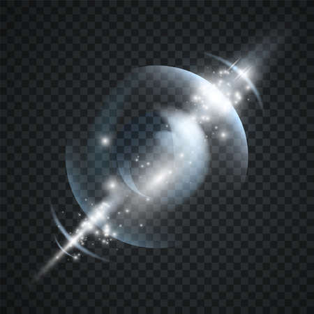 Glass sphere of glowing lights effects isolated on transparent background, abstract magic Illustrationのイラスト素材