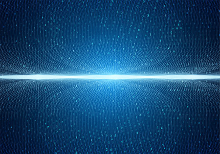 Abstract virtual digital stream. Flowing digital code and neon glowing wave. Storage cloud structure. Big data transfer concepts in internet. Graphic concept for your designのイラスト素材