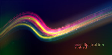 Abstract wavy background, colorful waved lines for brochure. Elegant multicolor curve line. Graphic concept for your designのイラスト素材