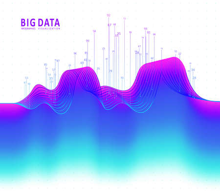 Abstract infographics visualization. Big data code representation. Futuristic network or business analytics. Graphic concept for your designのイラスト素材