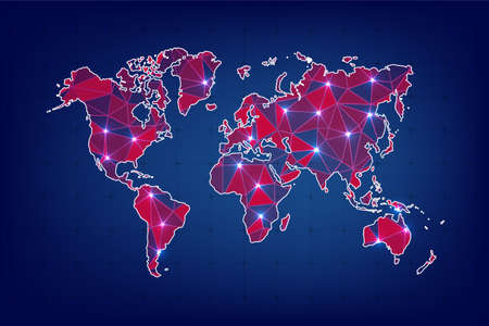 Technology image of globe. Abstract polygonal shapes. Background with connecting dots and lines. Graphic concept for your designのイラスト素材