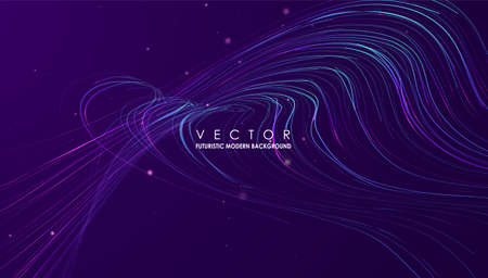 Lines and Particles dynamic flow. Abstract vector background. Graphic concept for your design.のイラスト素材