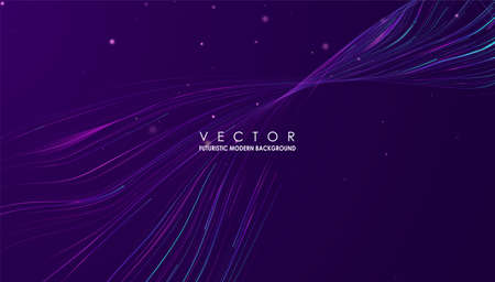 Lines and Particles dynamic flow. Abstract vector background. Graphic concept for your design.のイラスト素材