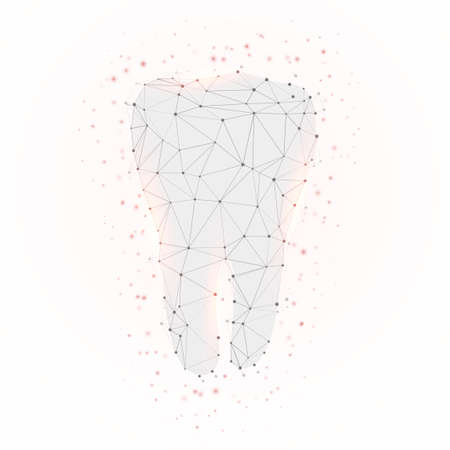 Dental care tooth. Digital technologies in dentistry. Polygonal futuristic style. Graphic concept for your designのイラスト素材