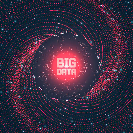 Abstract big data visualization. Particles liquid dynamic flow. Futuristic network or business analytics. Graphic concept for your designのイラスト素材
