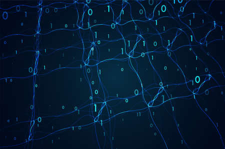 Stream of encoded data. Abstract digital code visualization. Artificial intelligence and machine...