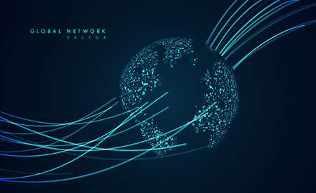 Abstract global technology background. Futuristic data network elements. Digital innovation concept for your design.のイラスト素材