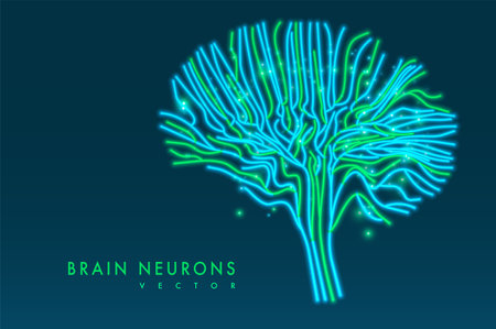Abstract glowing brain connections. Scientific medical developments of mental health. Graphic concept for your designのイラスト素材