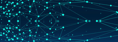 Abstract polygonal space. Background with connecting dots and lines. Artificial intelligence technology concept. Digital innovation concept for your design.のイラスト素材