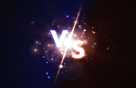 Versus glowing spotlight with glow ray. Graphic concept for your designのイラスト素材